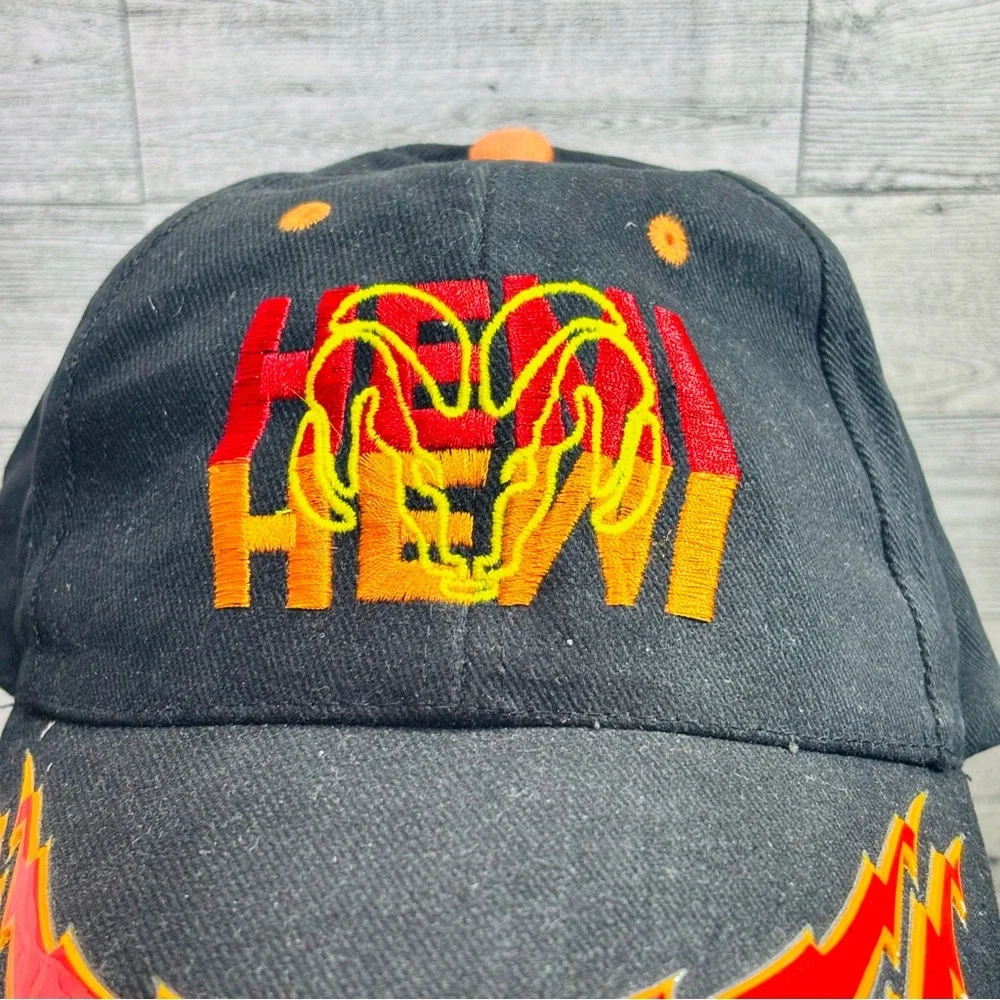 Cobra Retro Y2K Early 2000’s Embroidered Flames on Black Cap Dodge Hemi‎ Hat